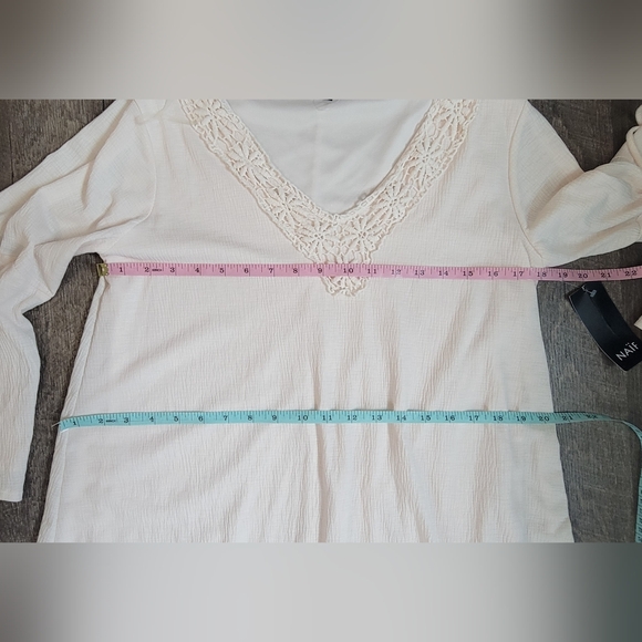 NAÏF Anthropologie Boho Flowy Shift Dress Womens M Cream Floral Crochet V Neck - Picture 10 of 13